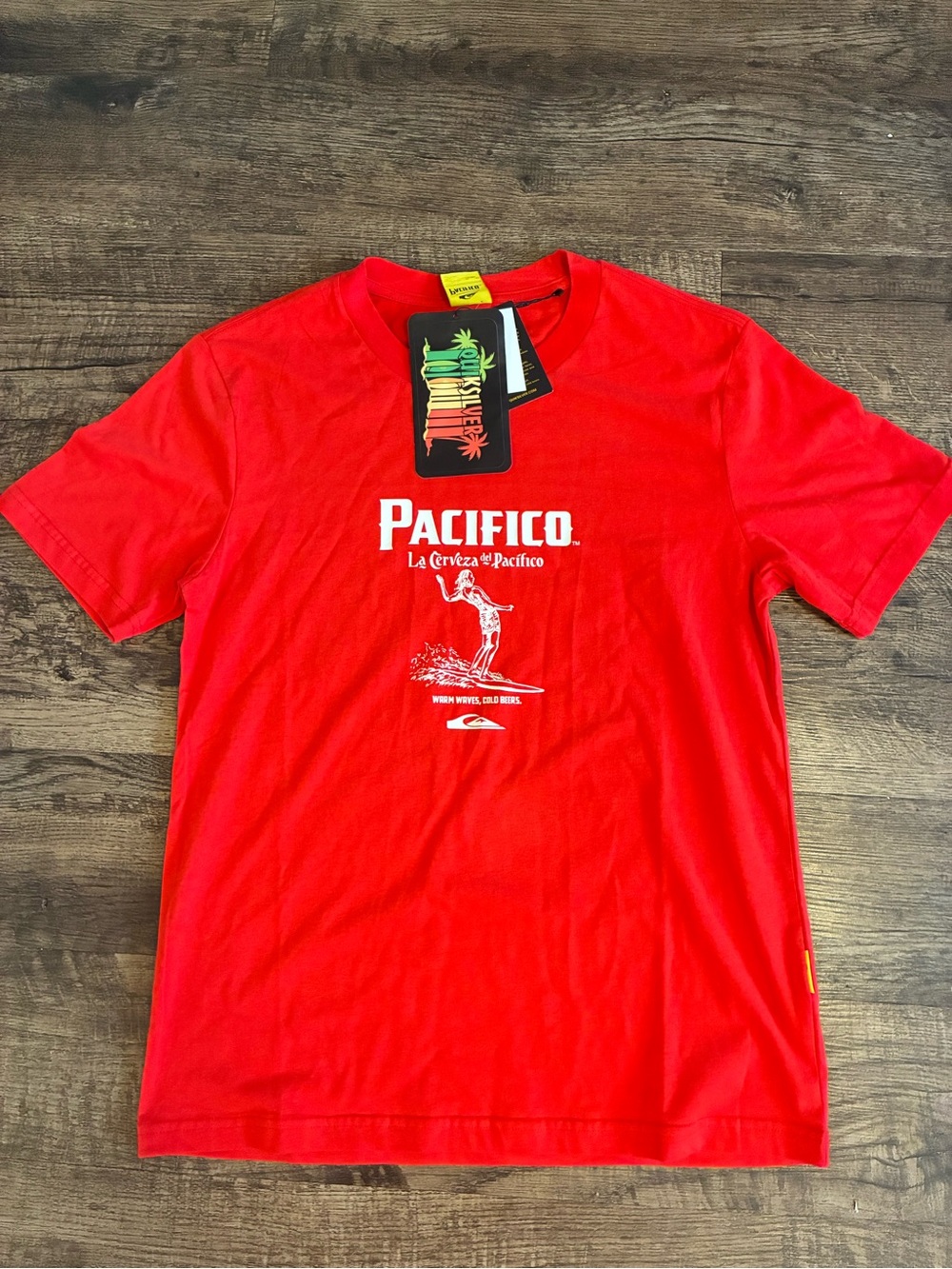 Quiksilver Red Pacifico Logo Short Sleeve Tee